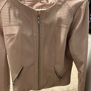 Moto light pink faux leather jacket